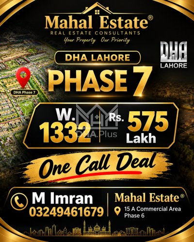 1 Kanal Plot for sale in Sector W, DHA Phase 7, Lahore - (ID-29678)