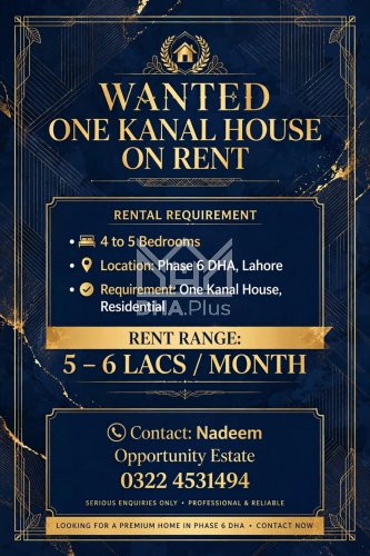 1 Kanal House required in Sector A, DHA Phase 6, Lahore - (ID-29790)