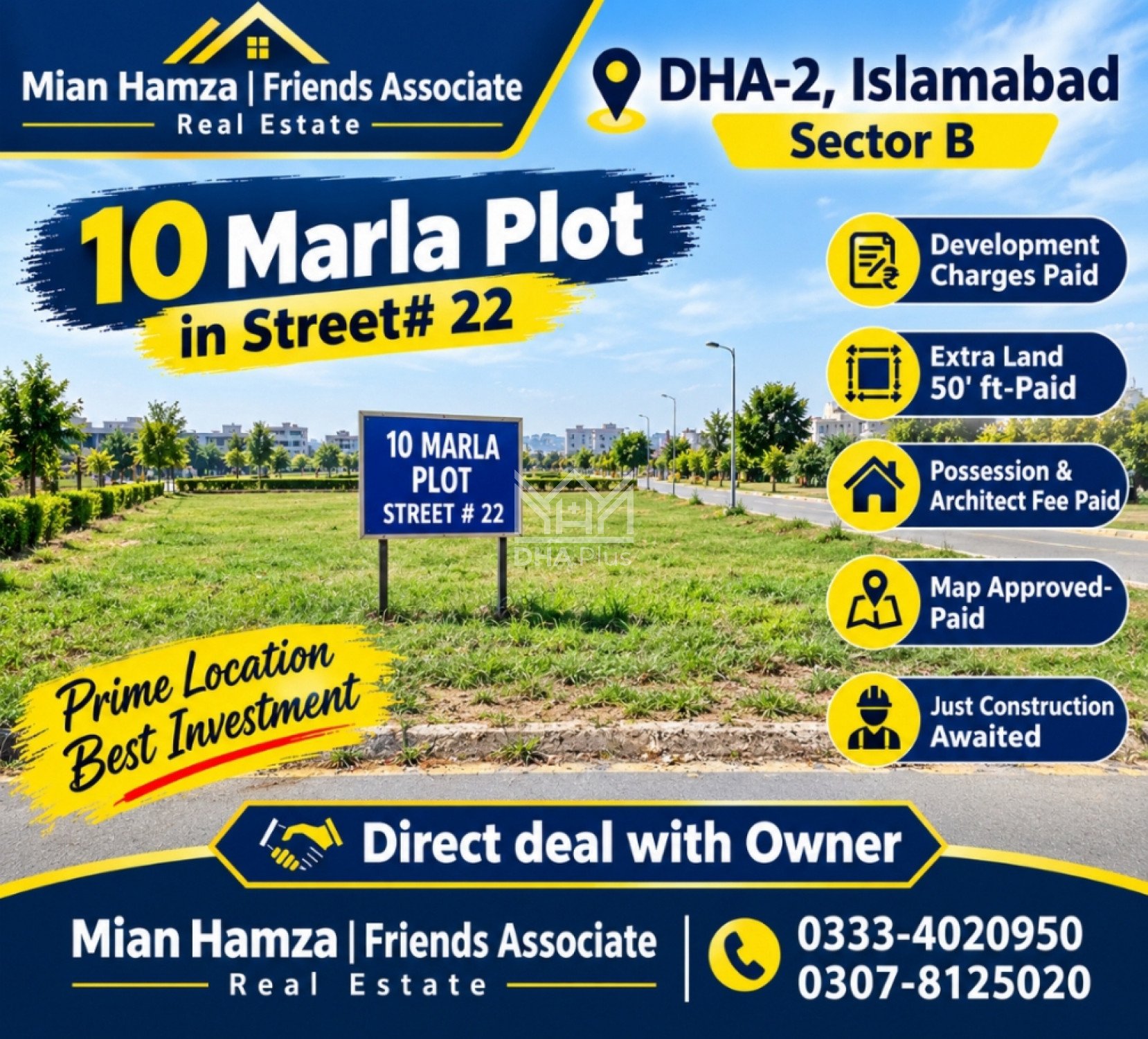 10 Marla Plot for sale in Sector B, DHA Phase 2, Islamabad - (ID-29828)