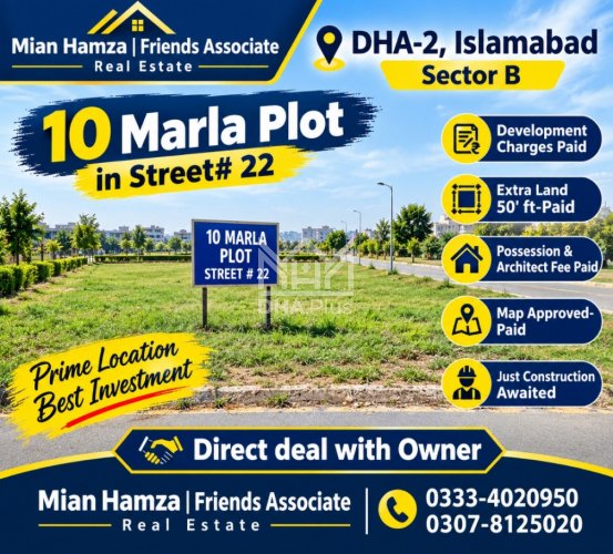 10 Marla Plot for sale in Sector B, DHA Phase 2, Islamabad - (ID-29828)