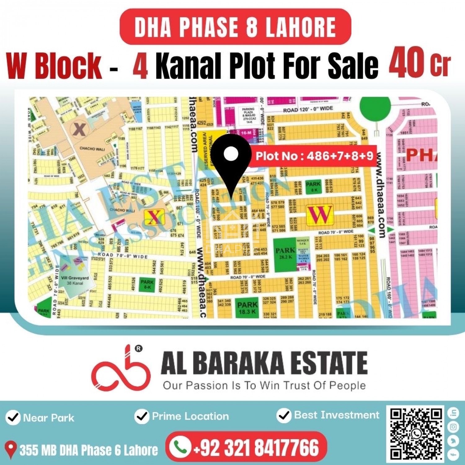 4 Kanal Plot for sale in Sector W, DHA Phase 8, Lahore - (ID-29922)