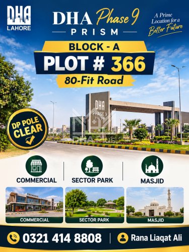 1 Kanal Plot for sale in Sector A, DHA Phase 9 Prism, Lahore - (ID-29975)