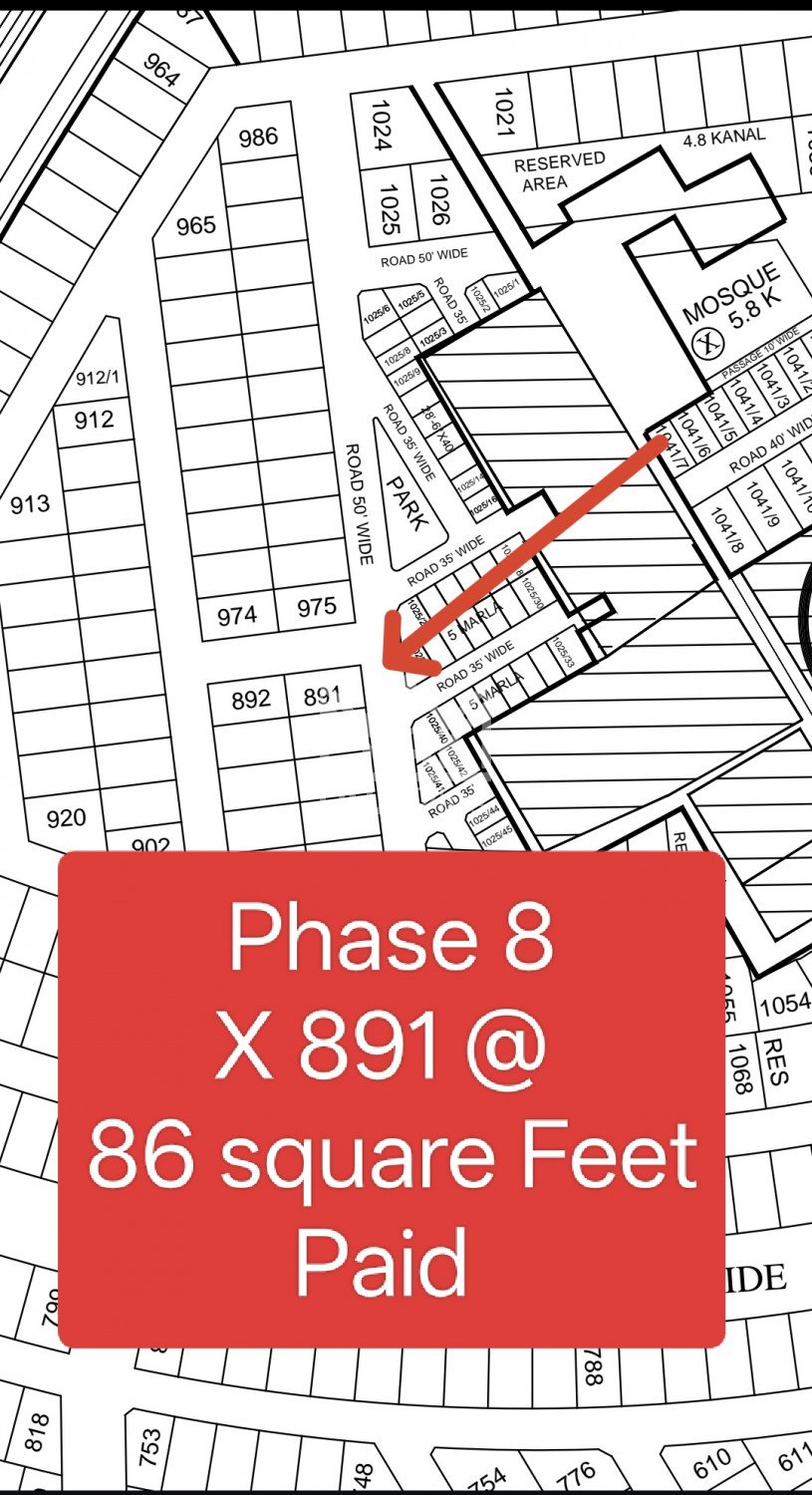 1 Kanal Plot for sale in Sector X, DHA Phase 8, Lahore - (ID-30013)