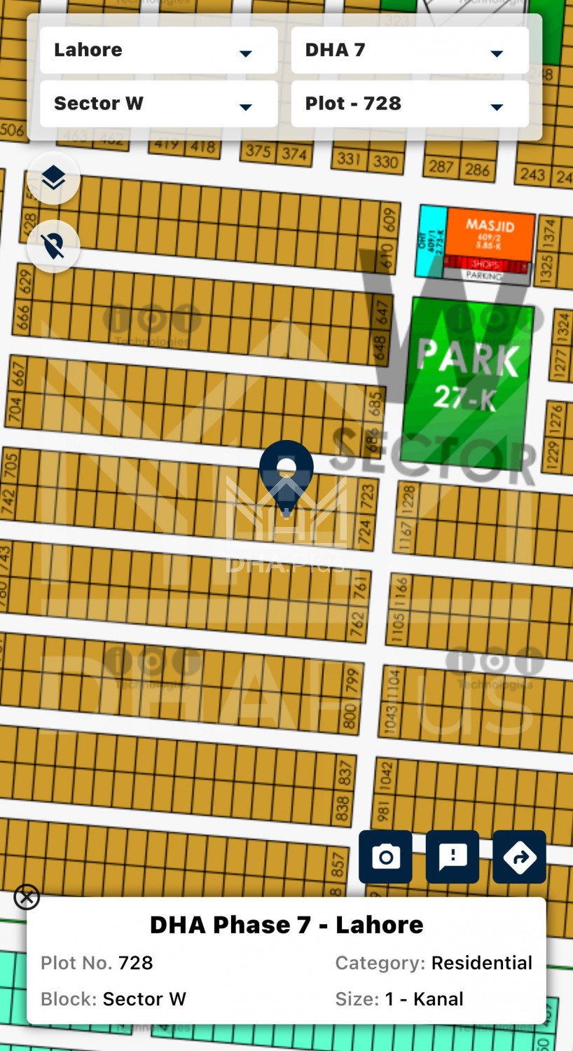 1 Kanal Plot for sale in Sector W, DHA Phase 7, Lahore - (ID-30182)