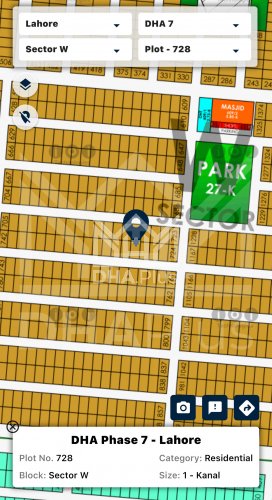 1 Kanal Plot for sale in Sector W, DHA Phase 7, Lahore - (ID-30182)