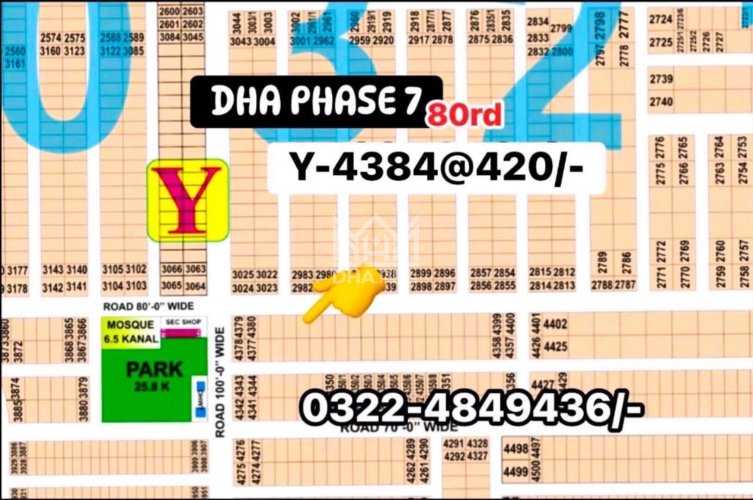 1 Kanal Plot for sale in Sector Y, DHA Phase 7, Lahore - (ID-30261)