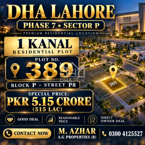 1 Kanal Plot for sale in Sector P, DHA Phase 7, Lahore - (ID-30274)