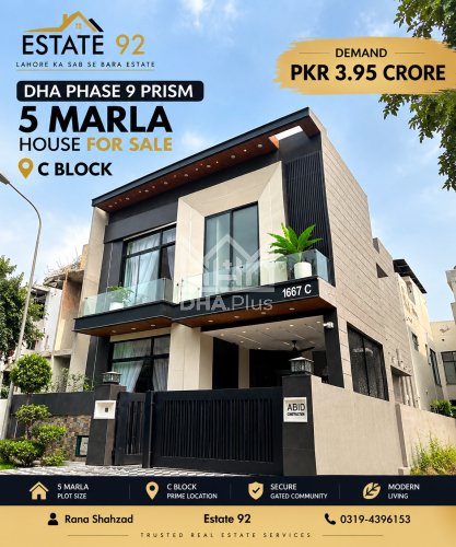 5 Marla House for sale in Sector C, DHA Phase 9 Town, Lahore - (ID-30335)