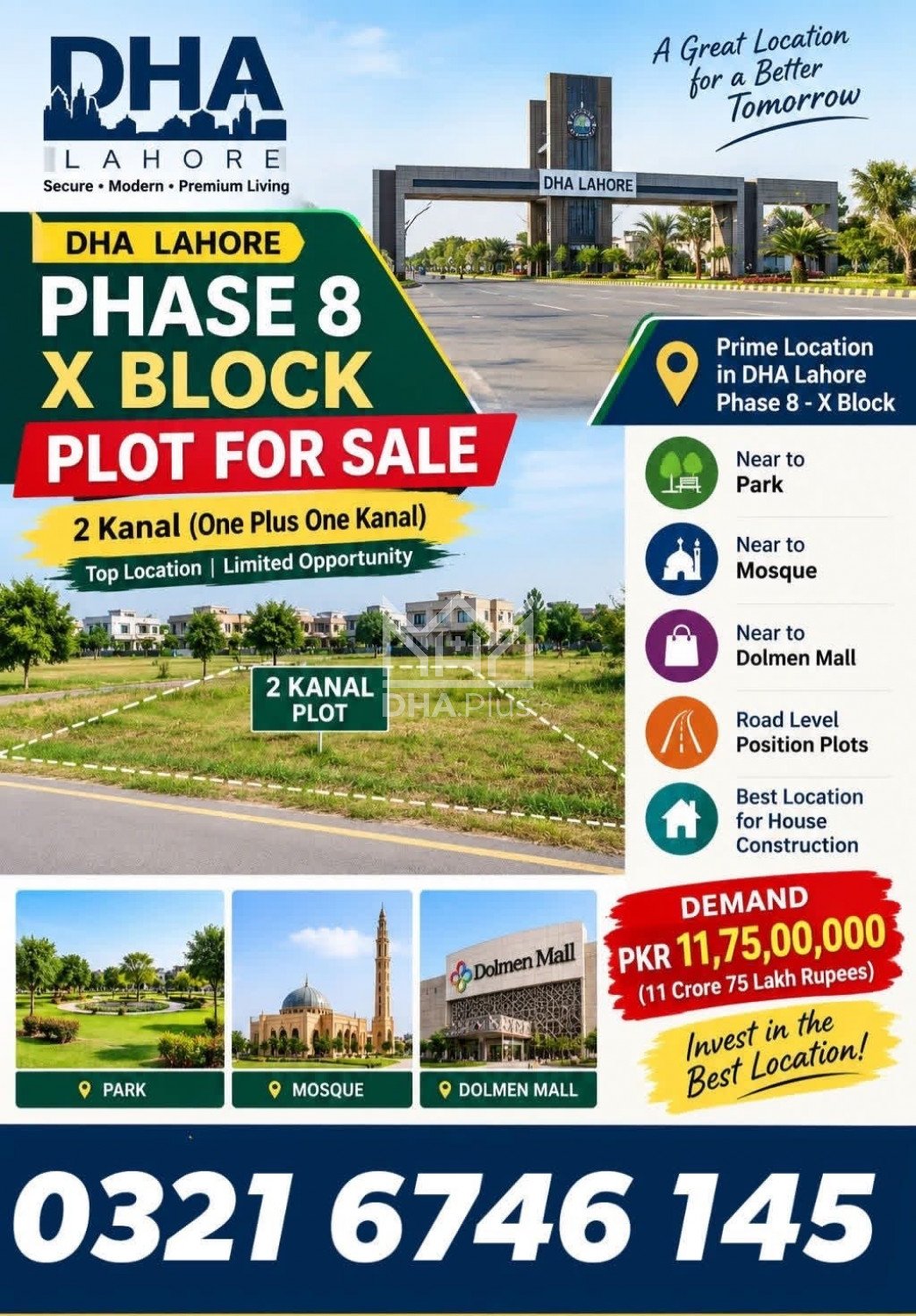 1 Kanal Plot for sale in Sector U, DHA Phase 7, Lahore - (ID-30455)
