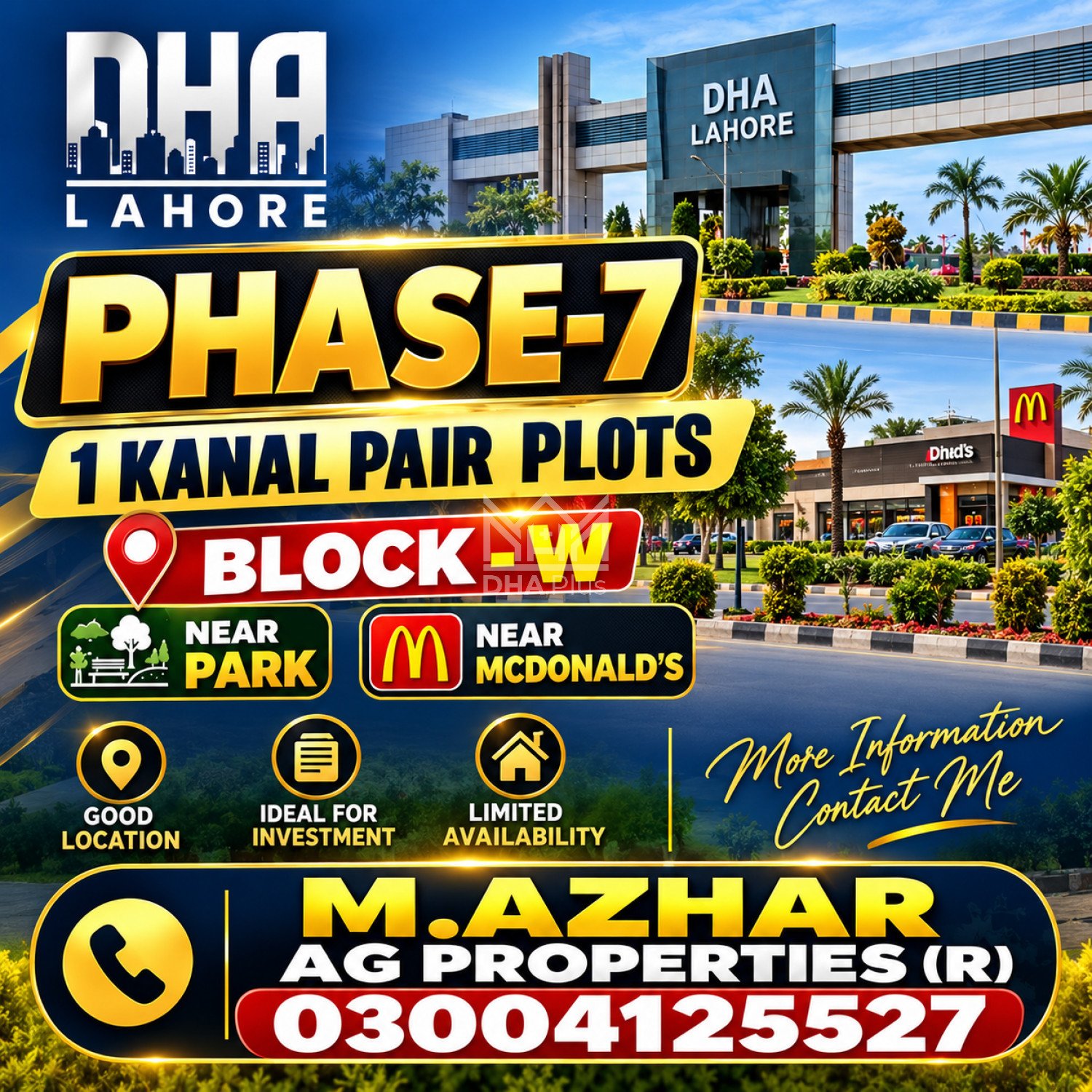 1 Kanal Plot for sale in Sector W, DHA Phase 7, Lahore - (ID-30610)