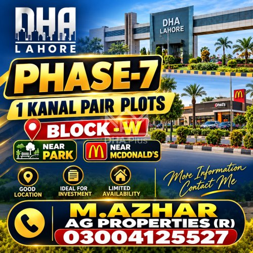 1 Kanal Plot for sale in Sector W, DHA Phase 7, Lahore - (ID-30610)