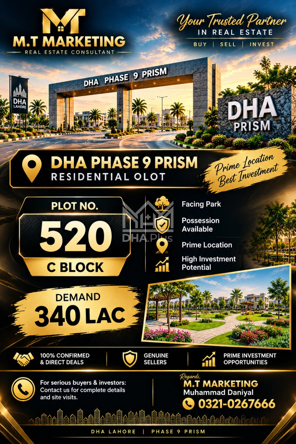 1 Kanal Plot for sale in Sector C, DHA Phase 9 Prism, Lahore - (ID-30616)