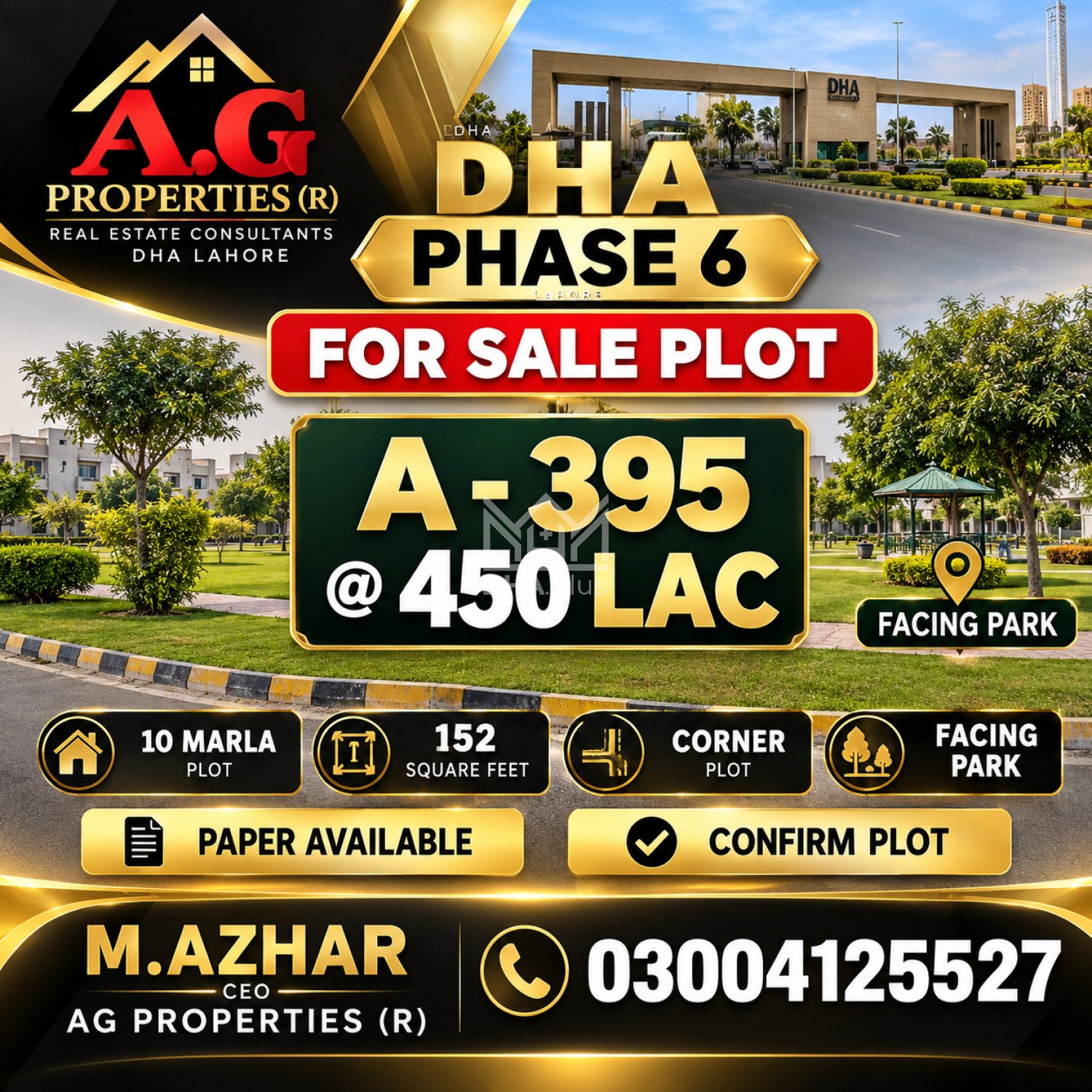 10 Marla Plot for sale in Sector A, DHA Phase 6, Lahore - (ID-30840)