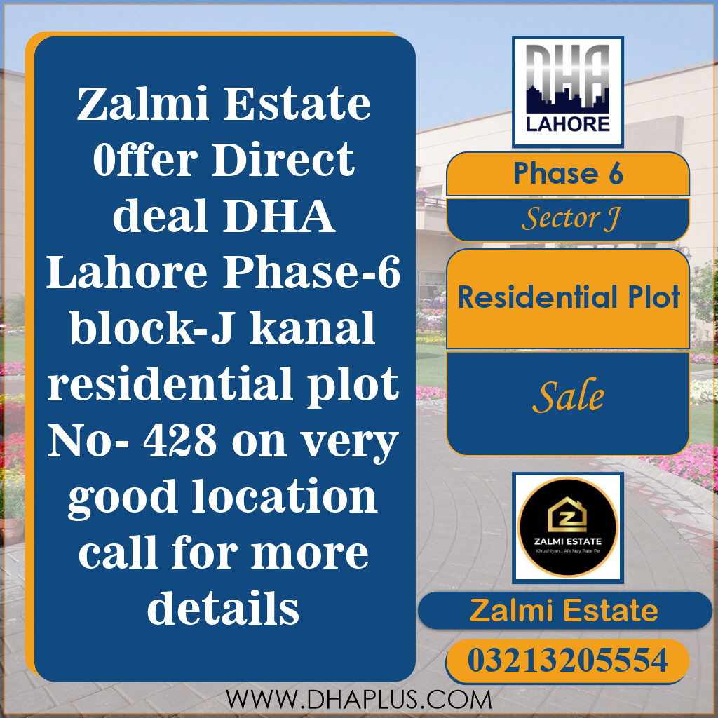 1 Kanal Residential Plot for Sale in Sector J - Phase 6, Lahore - (DP-36637)