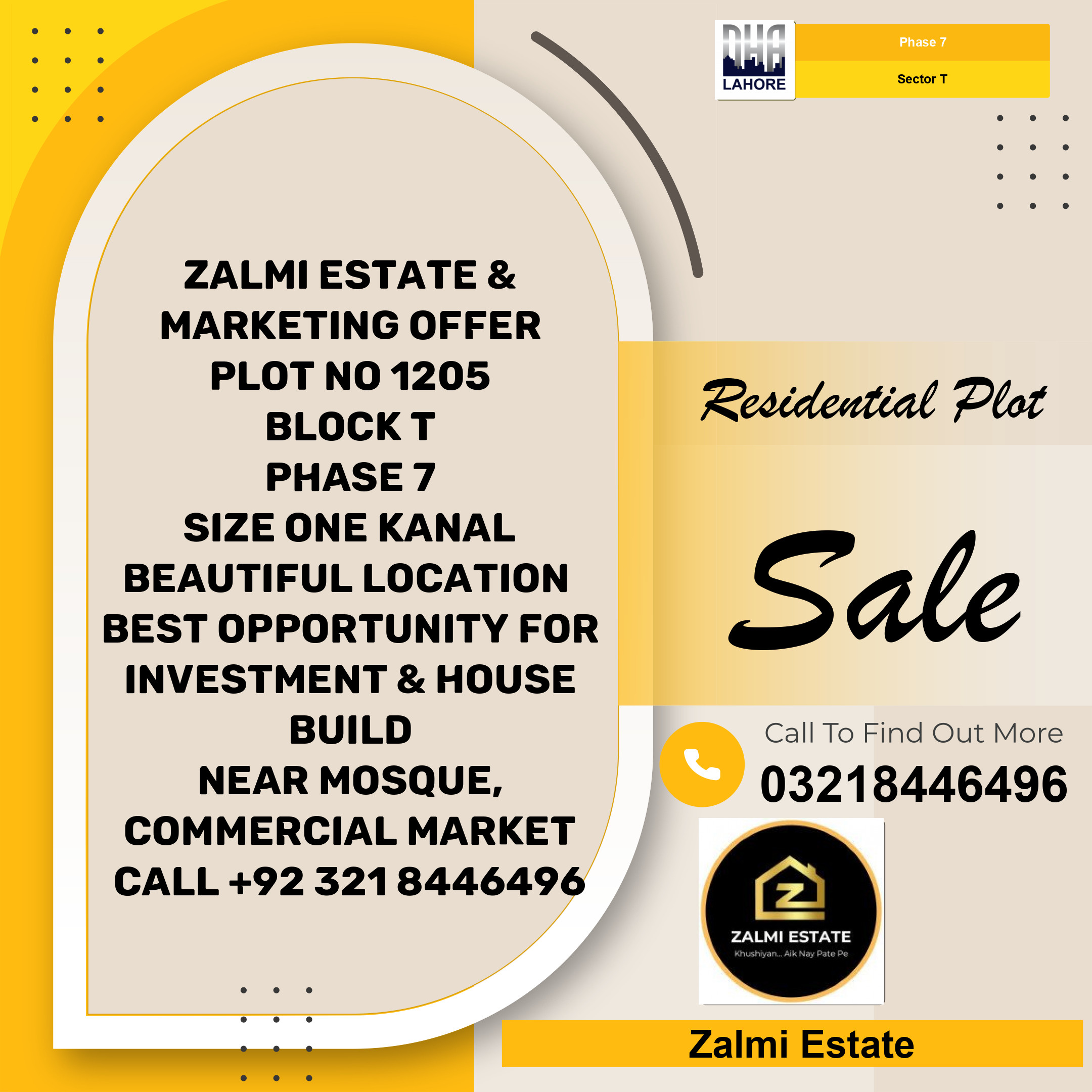 20 Marla Residential Plot for Sale in Sector T - Phase 7, Lahore - (DP-36907)