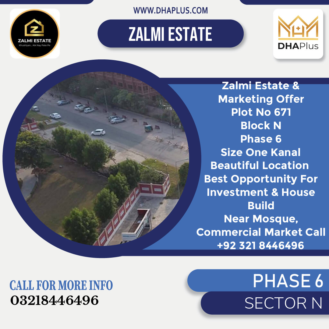20 Marla Residential Plot for Sale in Sector N - Phase 6, Lahore - (DP-36914)