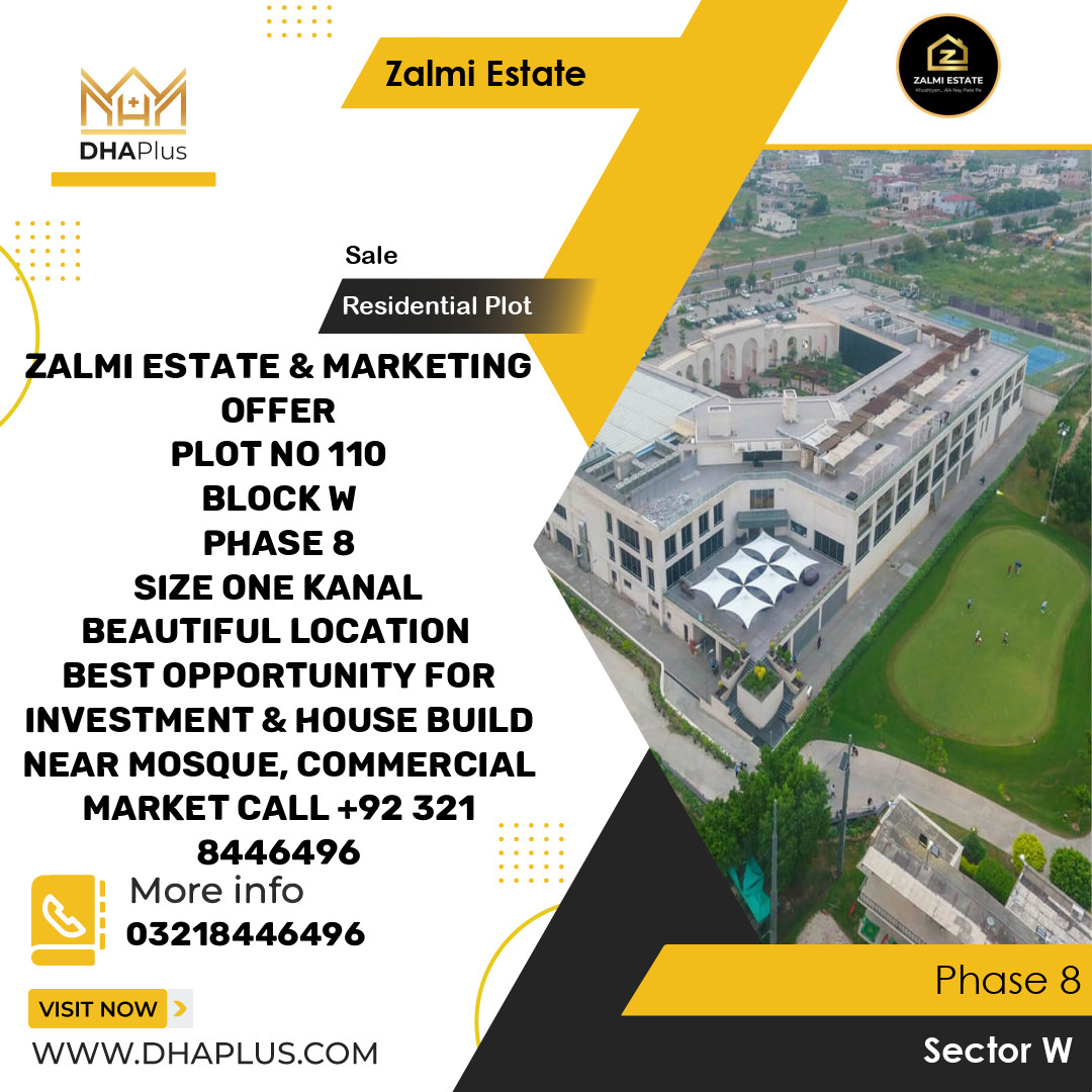 20 Marla Residential Plot for Sale in Sector W - Phase 8, Lahore - (DP-36919)