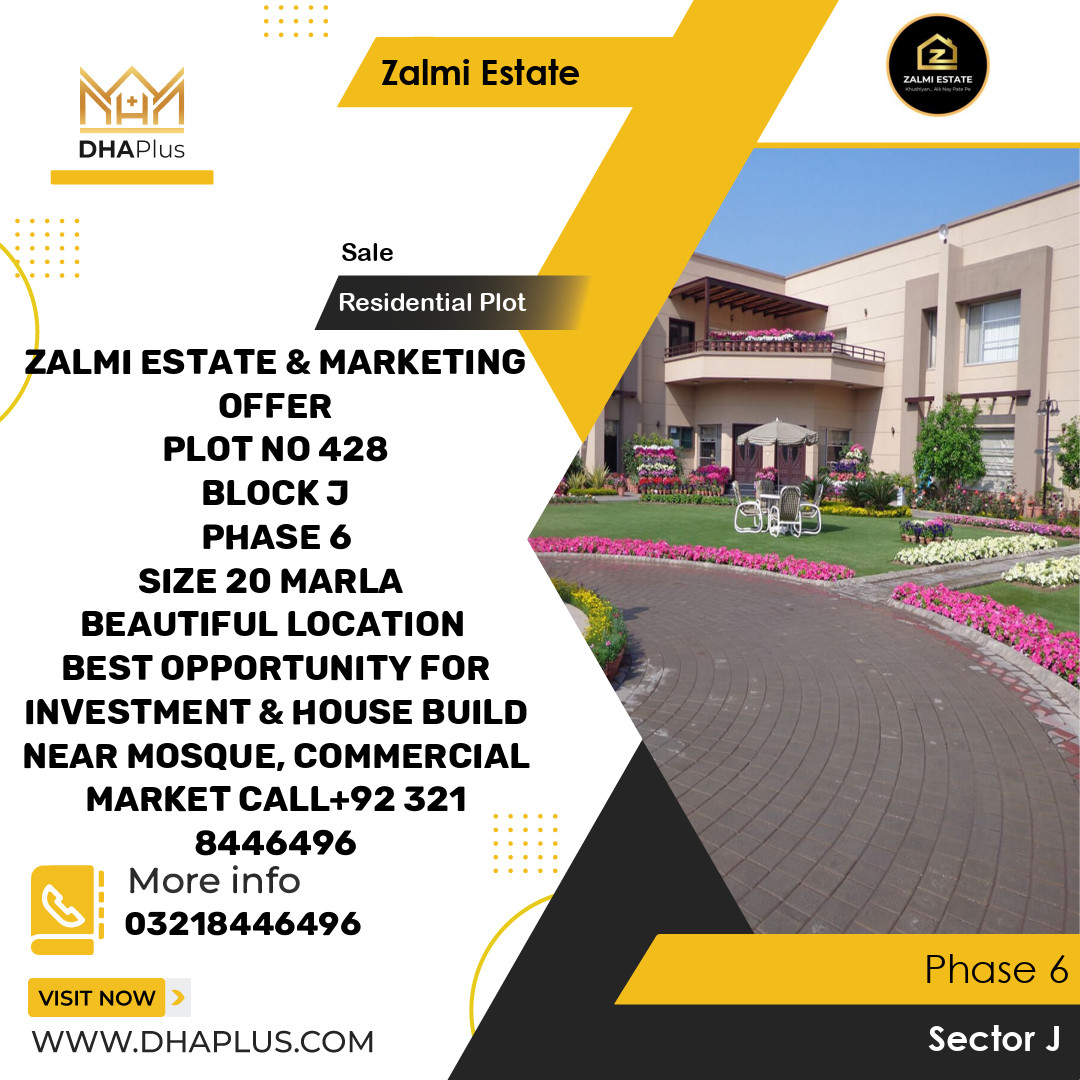 20 Marla Residential Plot for Sale in Sector J - Phase 6, Lahore - (DP-36934)