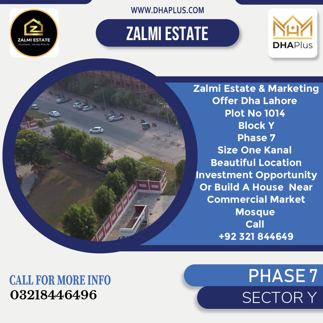 20 Marla Residential Plot for Sale in Sector Y - Phase 7, Lahore - (DP-36941)