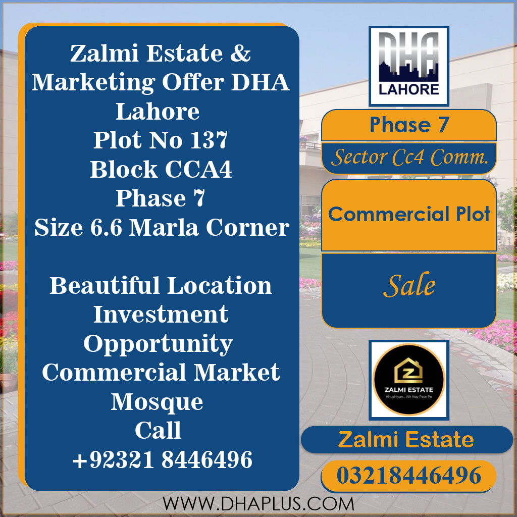 6.6 Marla Commercial Plot for Sale in Sector CC4 Commercial - Phase 7, Lahore - (DP-36955)