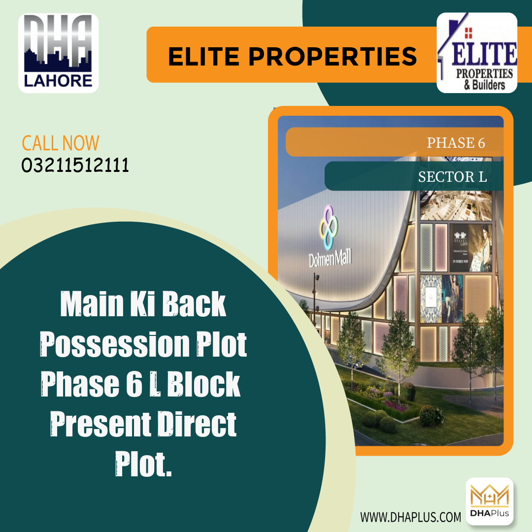 3 Kanal Residential Plot for Sale in Sector L - Phase 6, Lahore - (DP-37006)