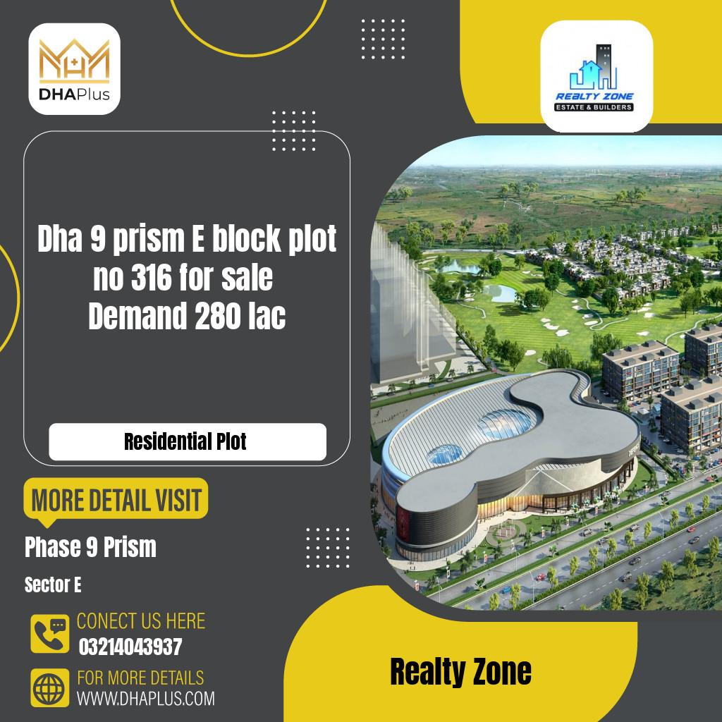 1 Kanal Residential Plot for Sale in Sector E - Phase 9 Prism, Lahore - (DP-37088)