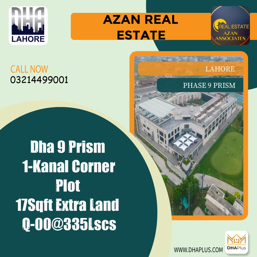 1 Kanal Residential Plot for Sale in Phase 9 Prism, Lahore - (DP-37100)