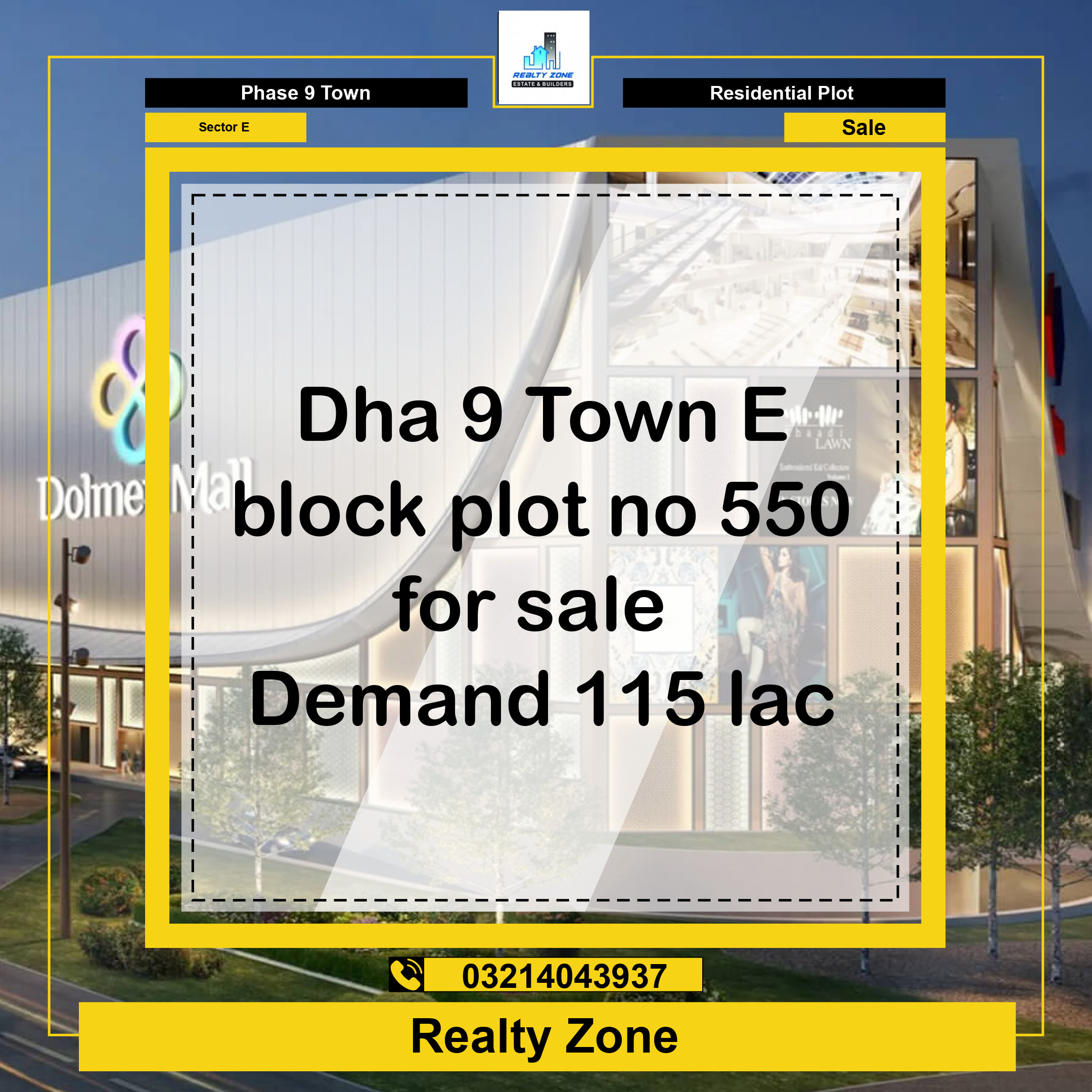 5 Marla Residential Plot for Sale in Sector E - Phase 9 Town, Lahore - (DP-37129)
