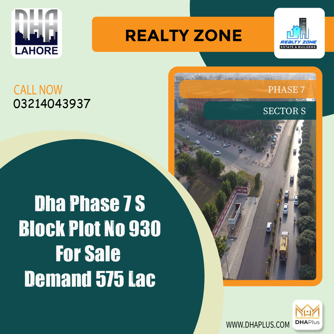 1 Kanal Residential Plot for Sale in Sector S -  Phase 7, Lahore - (DP-37181)