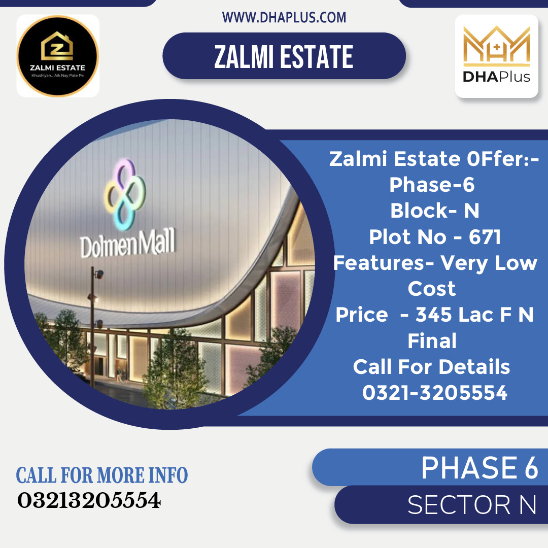 1 Kanal Residential Plot for Sale in Sector N -  Phase 6, Lahore - (DP-37334)