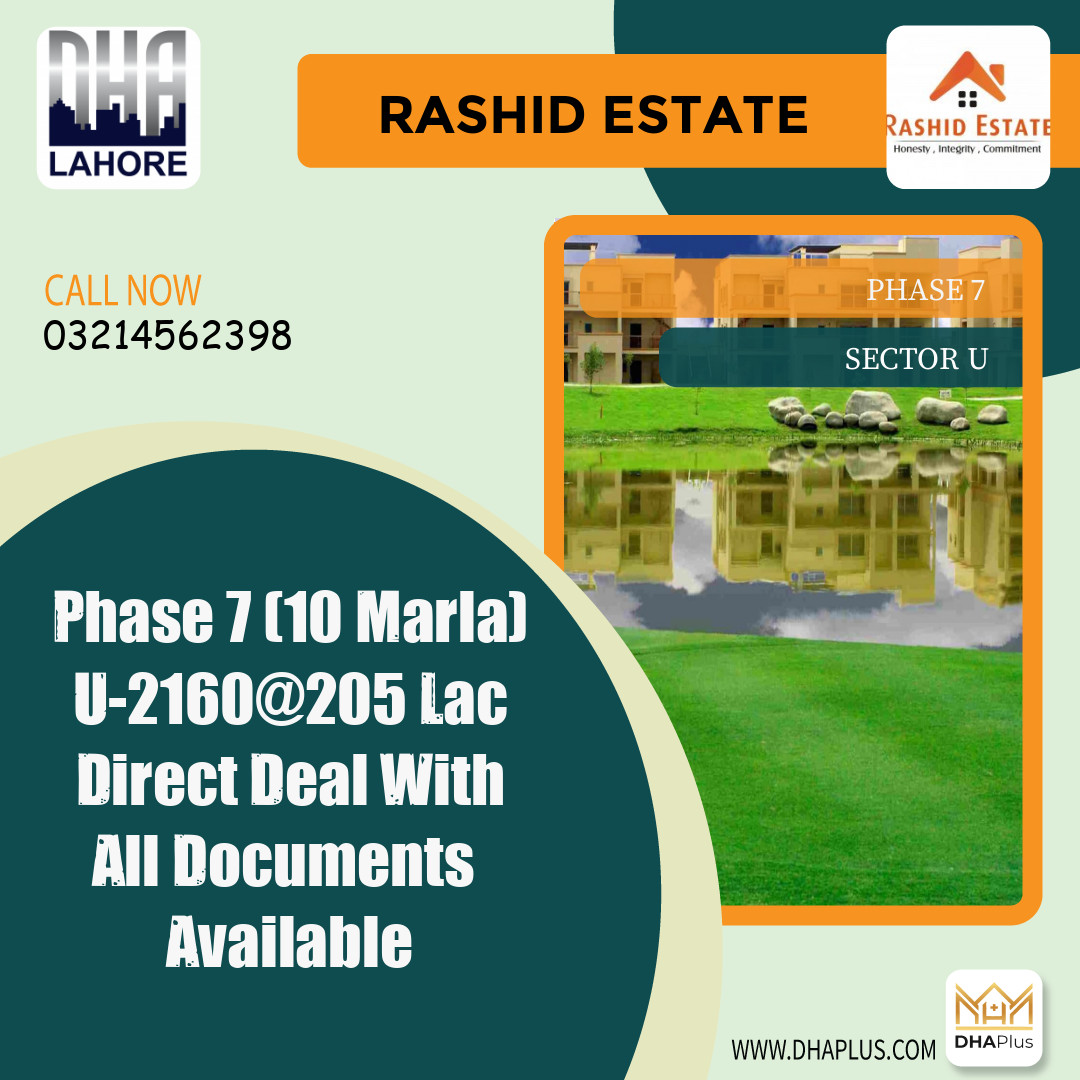 10 Marla Residential Plot for Sale in Sector U -  Phase 7, Lahore - (DP-37339)