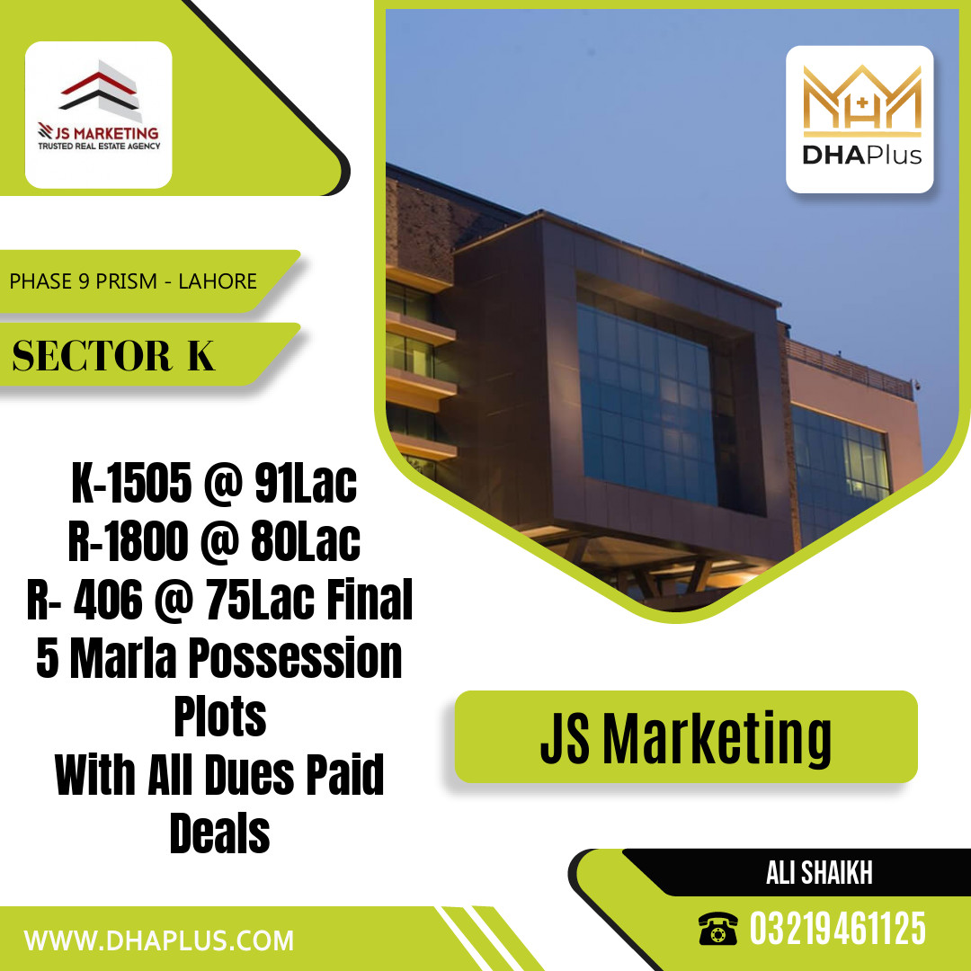 5 Marla Residential Plot for Sale in Sector K - Phase 9 Prism, Lahore - (DP-37406)