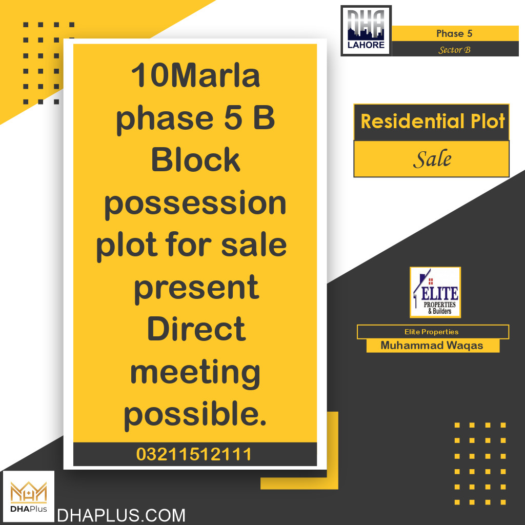 10 Marla Residential Plot for Sale in Sector B - Phase 5, Lahore - (DP-37440)