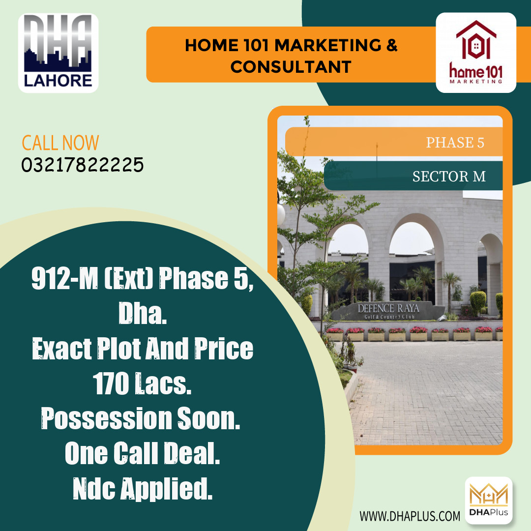 10 Marla Residential Plot for Sale in Sector M -  Phase 5, Lahore - (DP-37452)