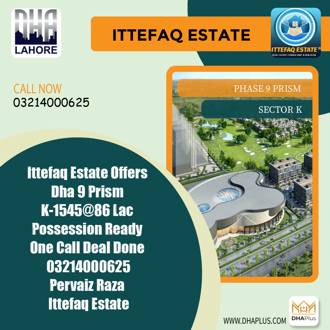 5 Marla Residential Plot for Sale in Sector K - Phase 9 Prism, Lahore - (DP-37467)