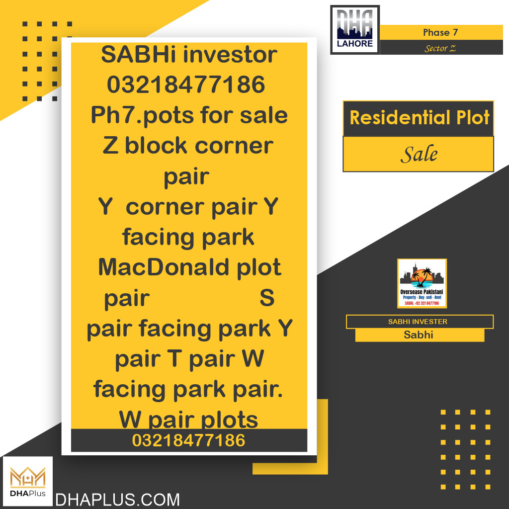 1 Kanal Residential Plot for Sale in Sector Z - Phase 7, Lahore - (DP-37499)