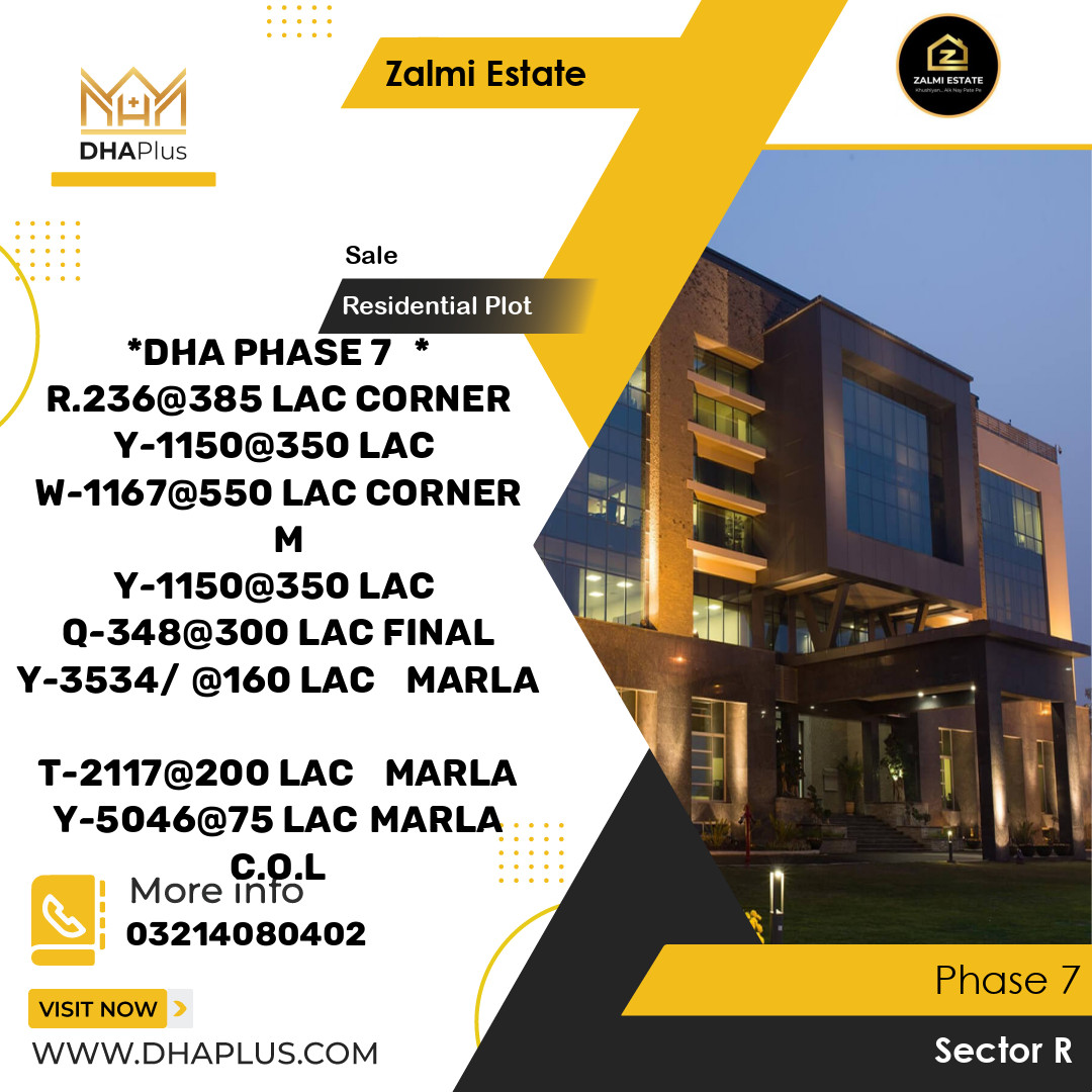 1 Kanal Residential Plot for Sale in Sector R - Phase 7, Lahore - (DP-37519)