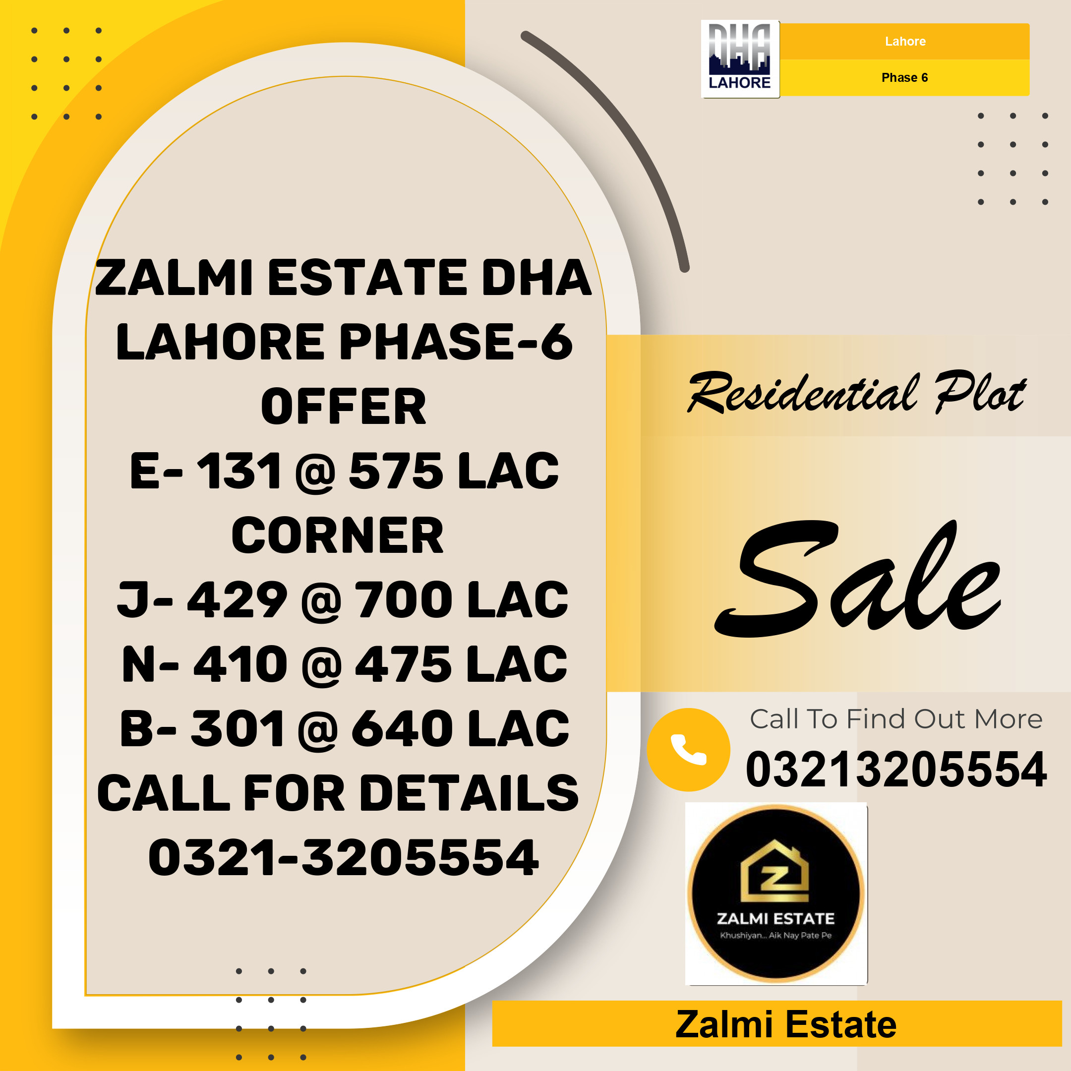 1 Kanal Residential Plot for Sale in Phase 6, Lahore - (DP-37638)