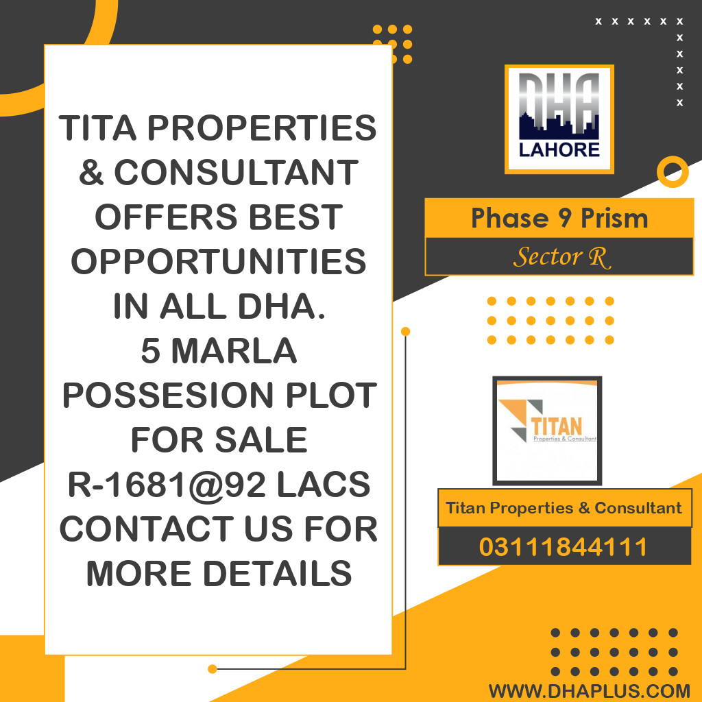 5 Marla Residential Plot for Sale in Sector R -  Phase 9 Prism, Lahore - (DP-37667)