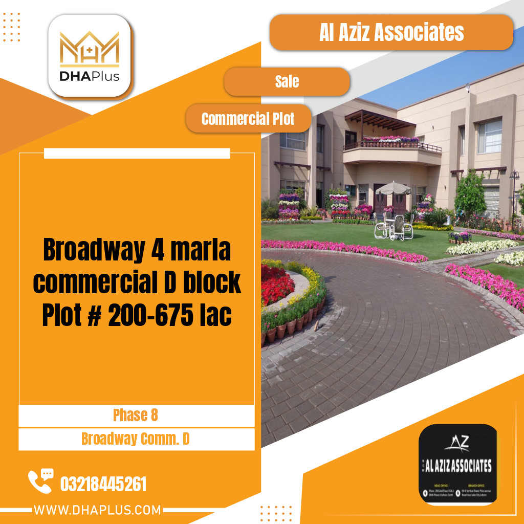 4 Marla Commercial Plot for Sale in Broadway Commercial D - Phase 8, Lahore - (DP-37718)