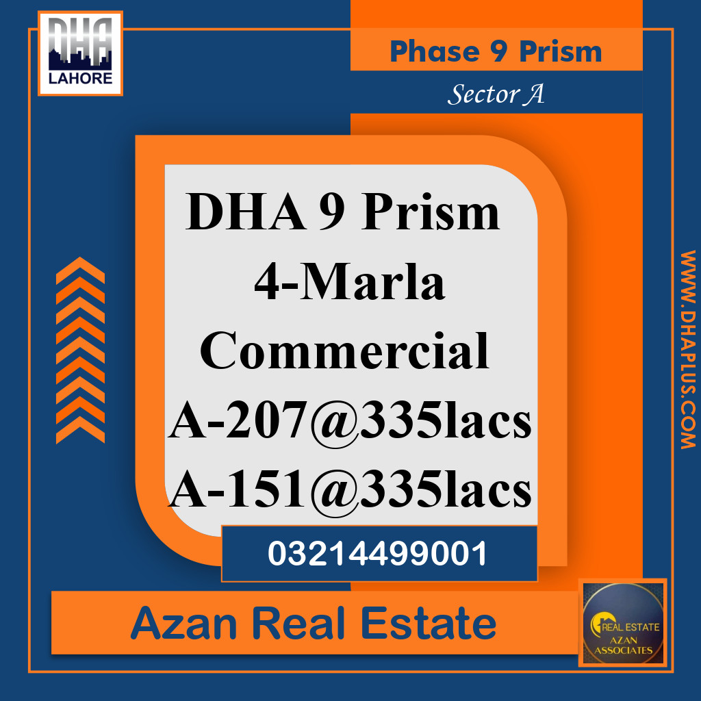 4 Marla Commercial Plot for Sale in Sector A -  Phase 9 Prism, Lahore - (DP-37740)