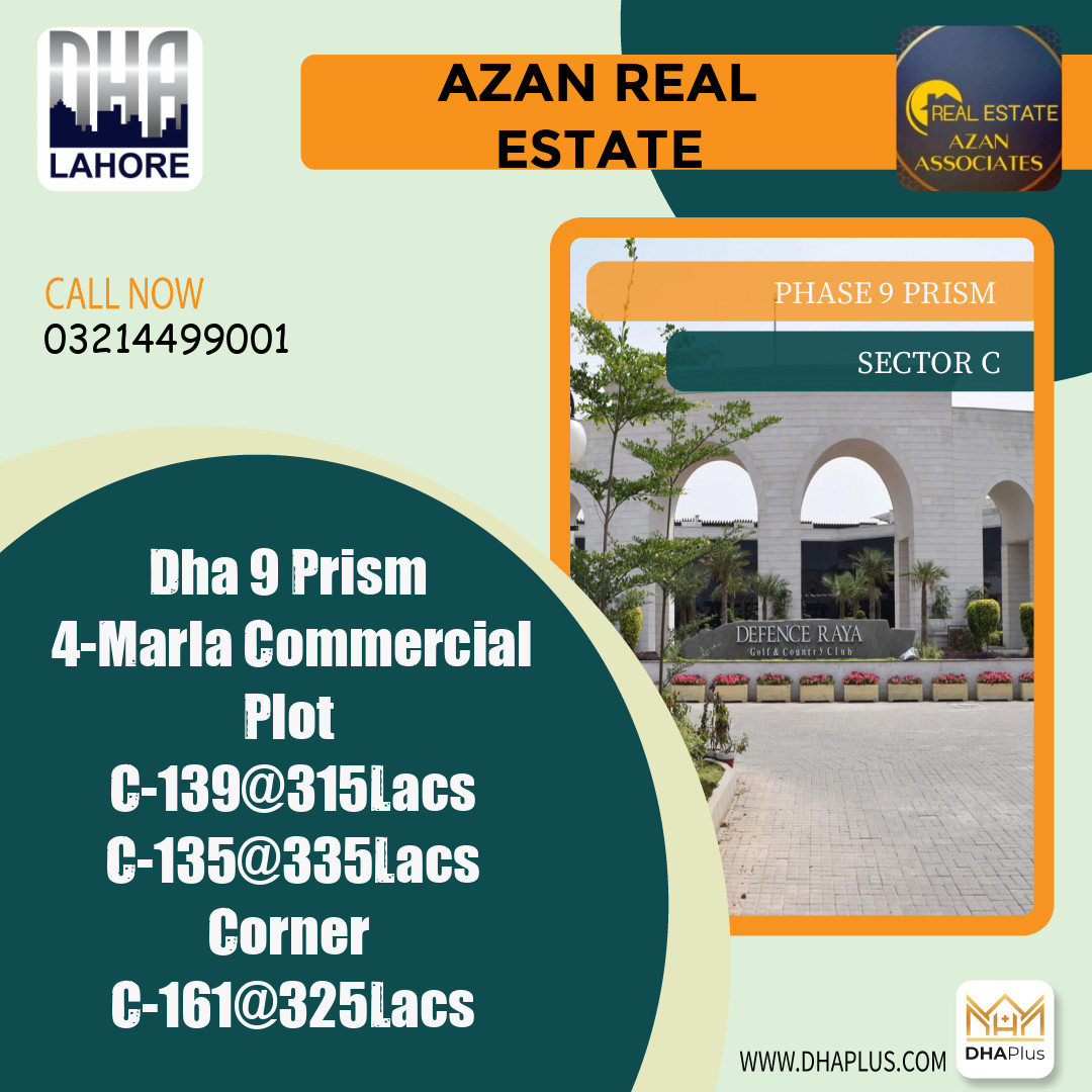 4 Marla Commercial Plot for Sale in Sector C -  Phase 9 Prism, Lahore - (DP-37741)