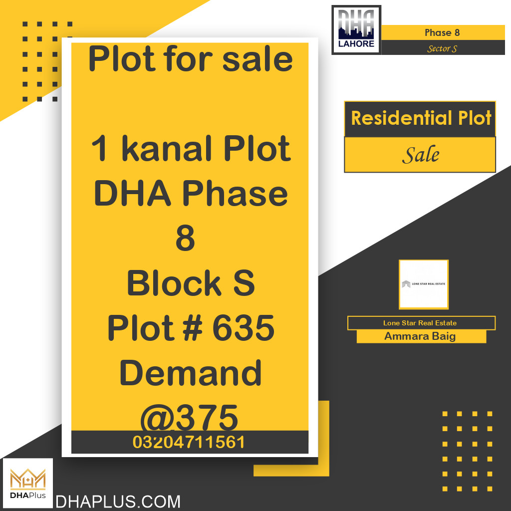 1 Kanal Residential Plot for Sale in Sector S -  Phase 8, Lahore - (DP-37752)