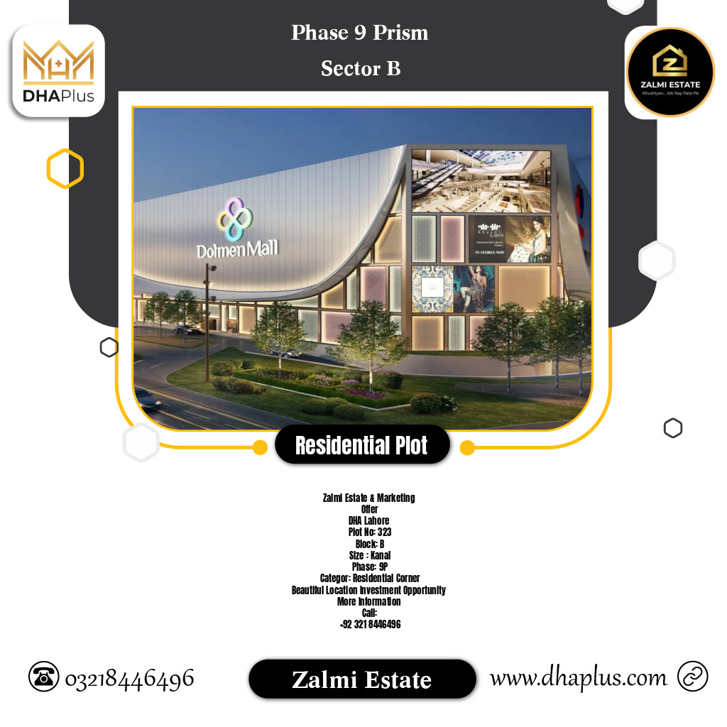 20 Marla Residential Plot for Sale in Sector B - Phase 9 Prism, Lahore - (DP-37761)