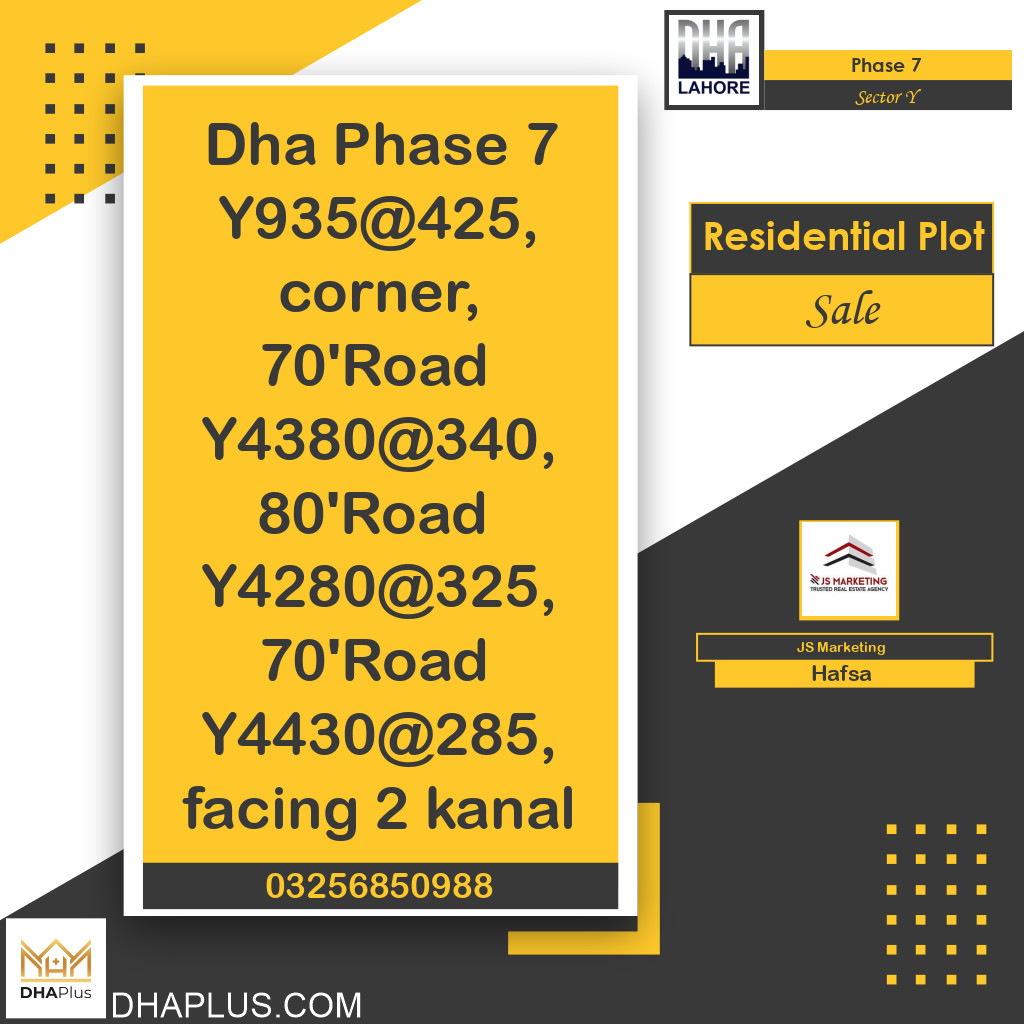 1 Kanal Residential Plot for Sale in Sector Y -  Phase 7, Lahore - (DP-37781)
