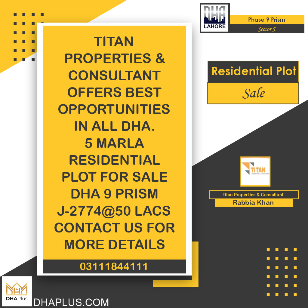 5 Marla Residential Plot for Sale in Sector J - Phase 9 Prism, Lahore - (DP-37879)