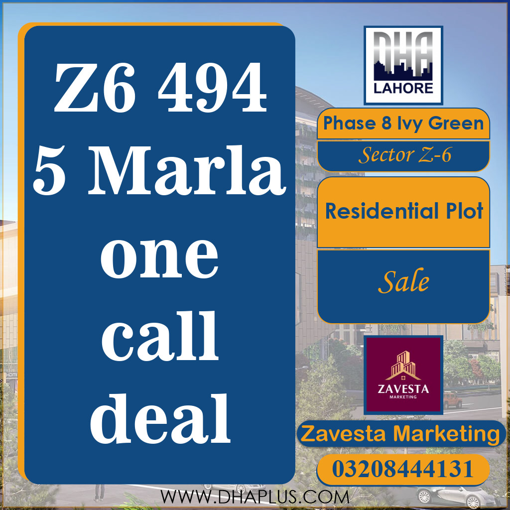 5 Marla Residential Plot for Sale in Sector Z-6 - Phase 8 Ivy Green, Lahore - (DP-38026)