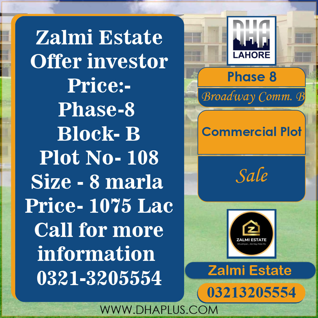 8 Marla Commercial Plot for Sale in Broadway Commercial B - Phase 8, Lahore - (DP-38044)