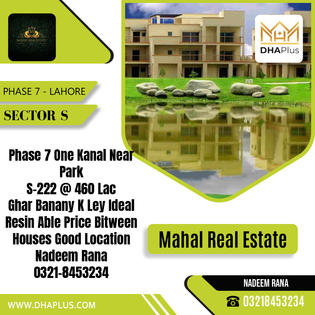 1 Kanal Residential Plot for Sale in Sector S - Phase 7, Lahore - (DP-38051)