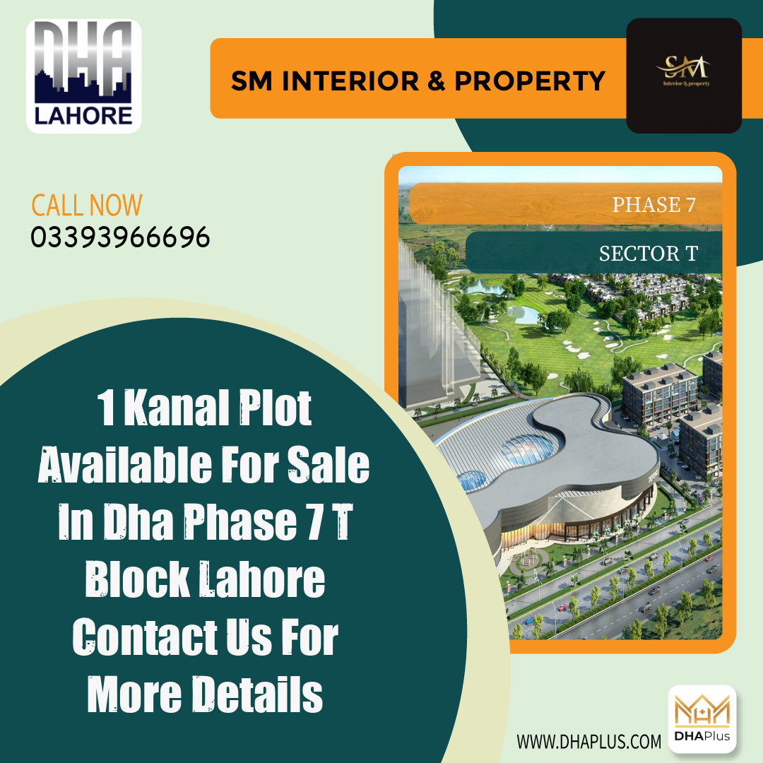 1 Kanal Residential Plot for Sale in Sector T - Phase 7, Lahore - (DP-38056)